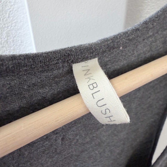 Pinkblush Sleeveless Charcoal Ruched Midi Maternity Dress - Picture 3 of 7